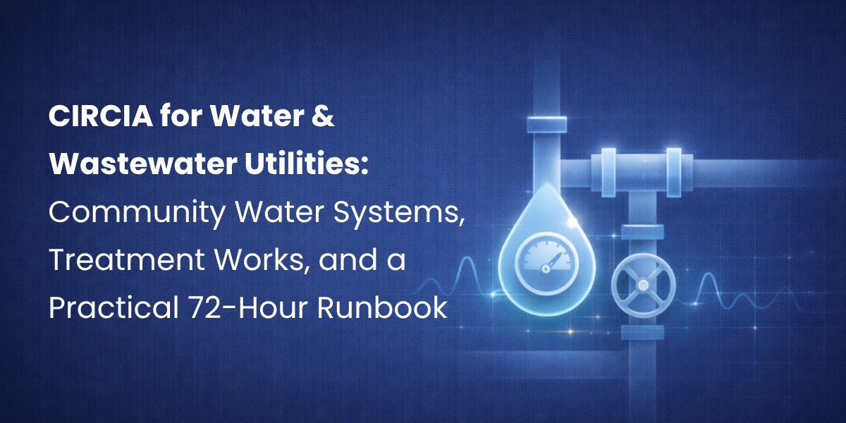 CIRCIA for Water & Wastewater Utilities: Community Water Systems, Treatment Works, and a Practical 72-Hour Runbook